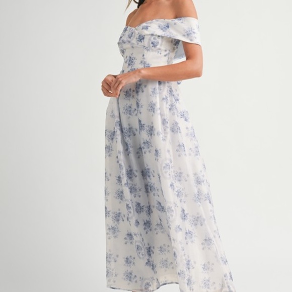 NWT MABLE Off Shoulder Floral Maxi Dress – Elegant Summer Wedding Guest Size S-L - Picture 12 of 15